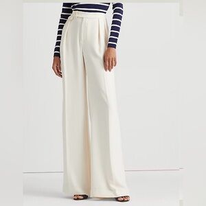 Lauren Ralph Lauren Pleated Georgette Wide-Leg Pants | Size 10